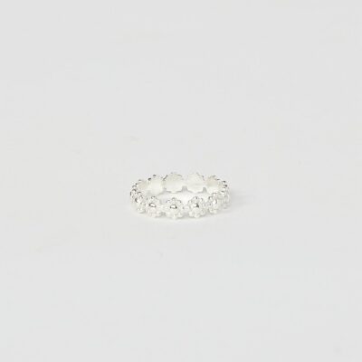 Moon Pi Silver Daisy Stacking Ring