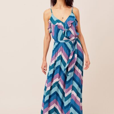 Cecily Color-Pop Ruffle Maxi Dress