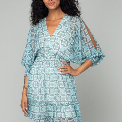 Starflower Split Sleeve Mini Dress