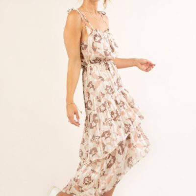 Floral Tassel Tie Midi Dress