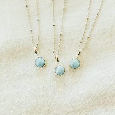 The Salty Gem Larimar Circle Necklace