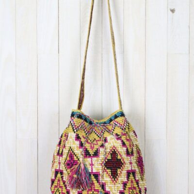 Santa Fe Raffia Drawstring Bag