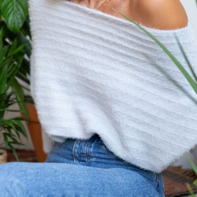 Blissful Fuzzy Ribbed Boatneck Sweater