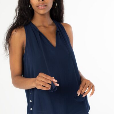 Sleeveless Side Button Top