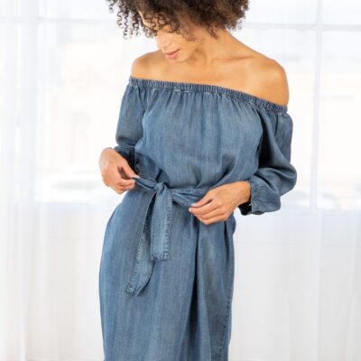 Off Shoulder Tencel Mini Dress